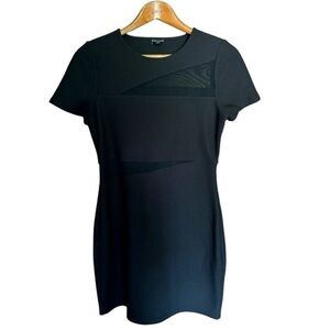 Express Little Black Dress Short Sleeve Round Neck Size 8 with Sheer Mesh Panels